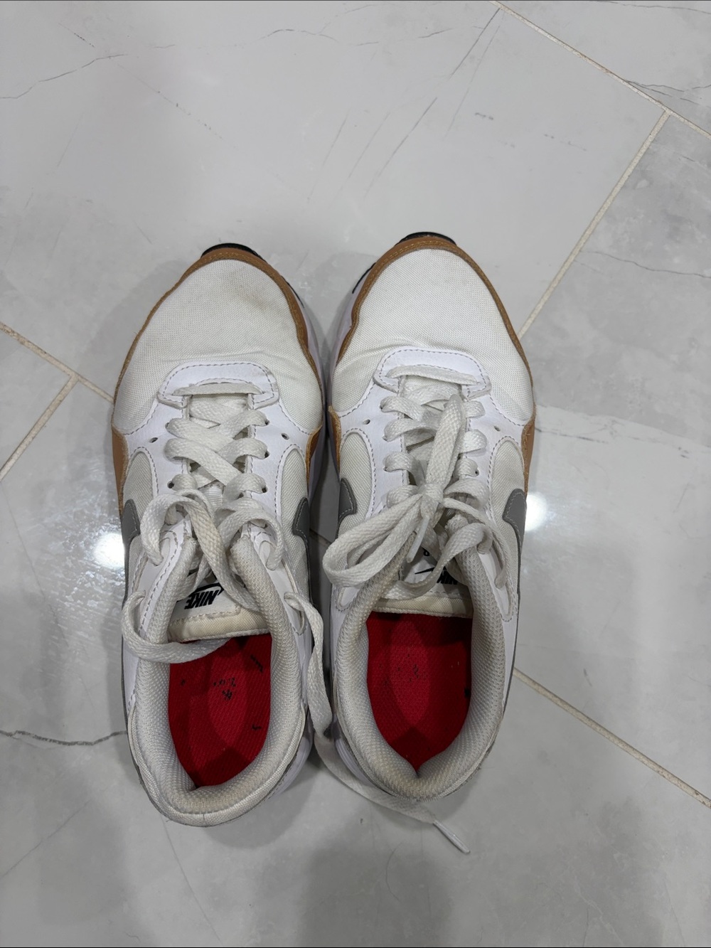 White and Tan womens Athletic Sneakers size 6
